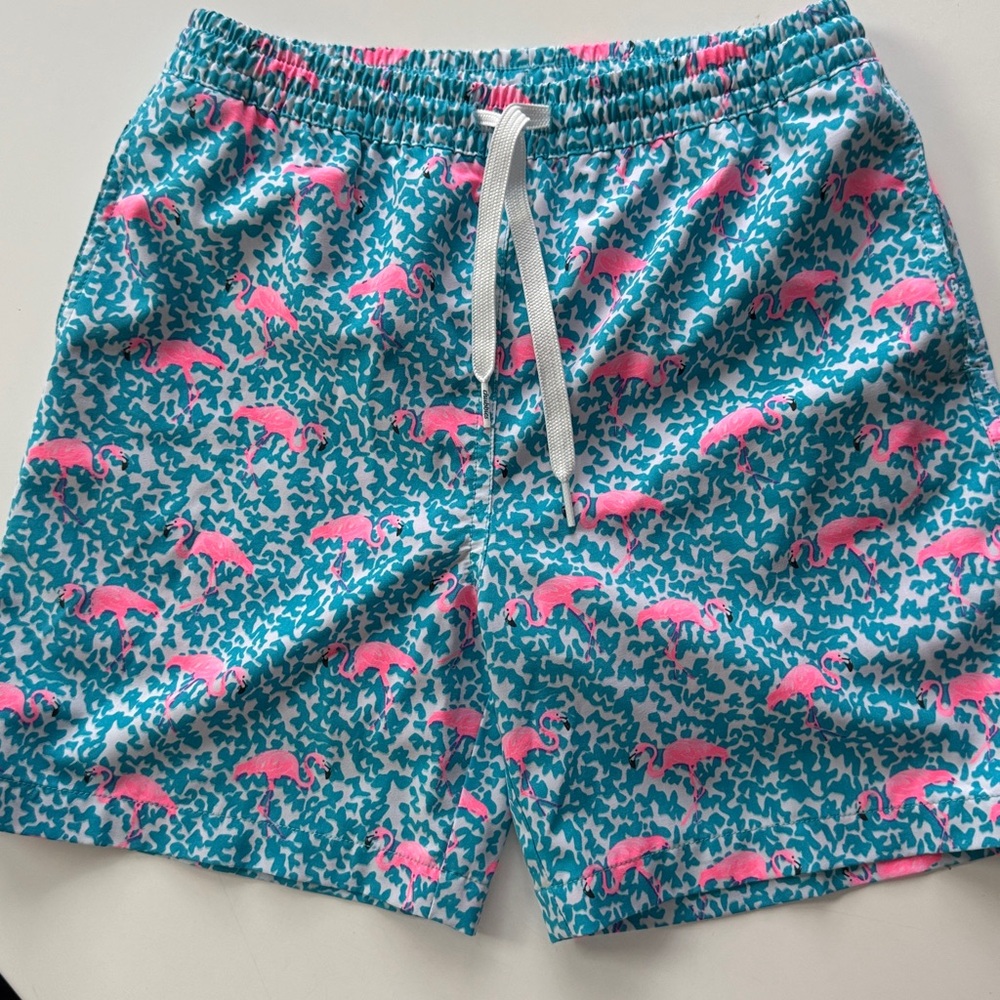Chubbies Pair of Blue and Pink Patterned Swim Shorts